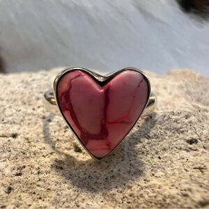 ❤️ Candy Cane Dahlia Kingman Turquoise 925 Heart Ring *New Dahlia* Size 6.5